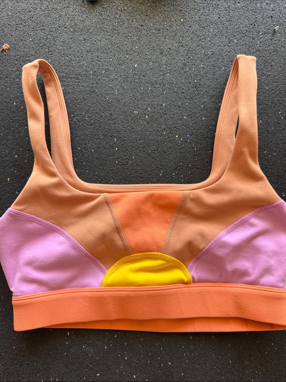 l*space Sunrise Colorblock Sports Bra in Pink, Orange & Yellow